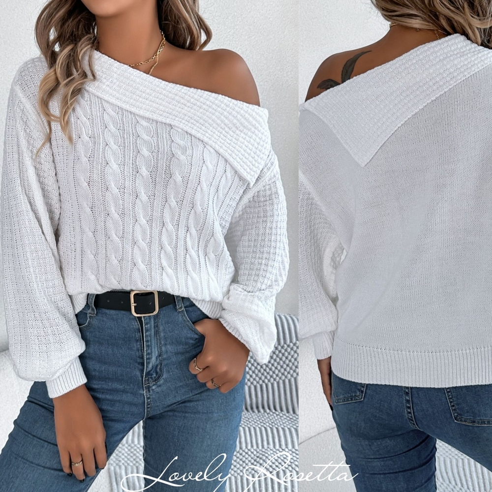 Women's Off-Shoulder Rust Sweater - Picture 11 of 11